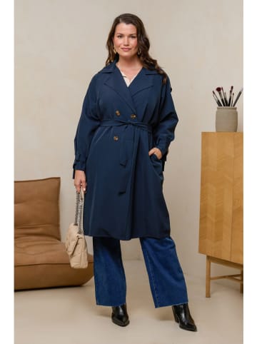 Curvy Lady Trenchcoat donkerblauw
