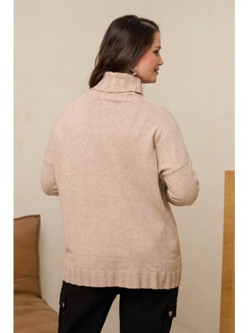 Curvy Lady Rollkragenpullover in Hellbraun