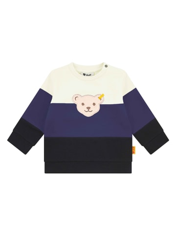 Steiff Sweatshirt in Dunkelblau/ Schwarz/ Creme