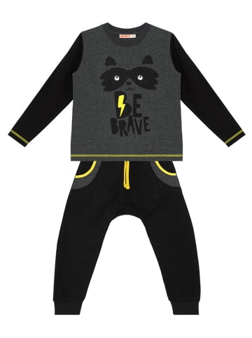 Denokids 2-delige outfit "Rawr Comics" zwart/antraciet