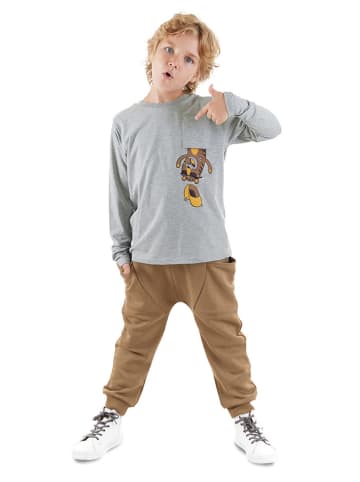 Denokids 2-delige outfit "Pocket Tiger" grijs/lichtbruin