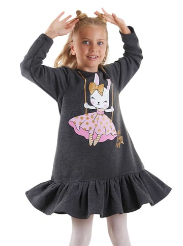 Denokids Sukienka "Giitter Rabbit" w kolorze antracytowym