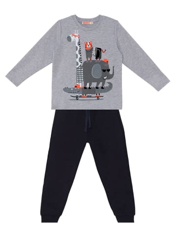 Denokids 2-delige outfit "Animals Team" grijs/zwart