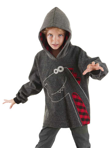 Denokids Bluza "Checked Dino" w kolorze antracytowym