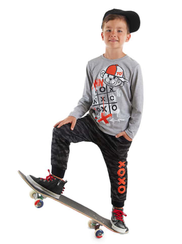 Denokids 2-delige outfit "I Win" grijs/zwart