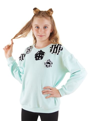 Denokids Bluza "Flowers" w kolorze turkusowym