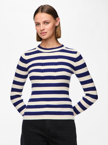 Pieces Longsleeve "Crista" in Blau/ Weiß
