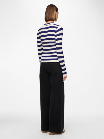 Pieces Longsleeve "Crista" in Blau/ Weiß
