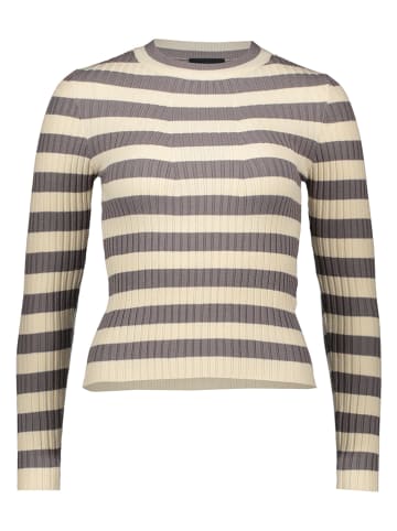 Pieces Pullover "Crista" in Creme/ Grau