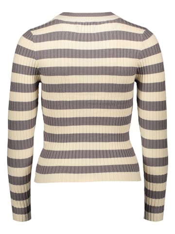 Pieces Pullover "Crista" in Creme/ Grau