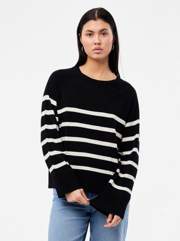 Pieces Pullover "Sia" in Schwarz/ Weiß