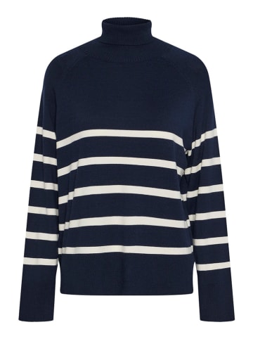 Pieces Rollkragenpullover "Sia" in Dunkelblau/ Weiß
