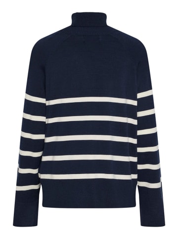 Pieces Rollkragenpullover "Sia" in Dunkelblau/ Weiß