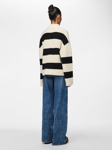 Pieces Pullover "Nalini" in Creme/ Schwarz