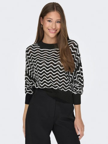 JDY Pullover "Rita" in Schwarz/ Weiß