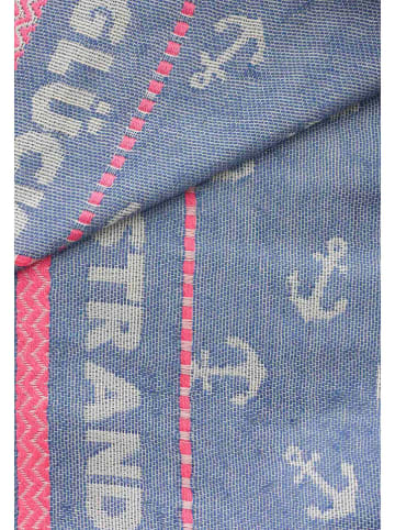 Zwillingsherz Tuch "Strandglück" in Blau/ Pink - (L)110 x (B)110 cm
