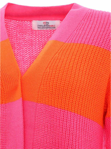 Zwillingsherz Cardigan "Katja" in Pink/ Orange