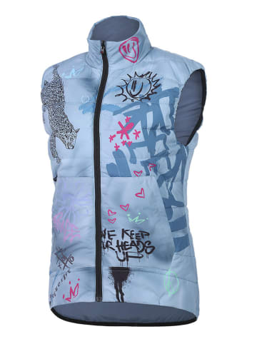 Protective Steppweste "Writer" in Hellblau/ Bunt