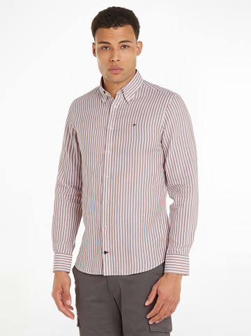 Tommy Hilfiger Hemd in Hellbraun/ Weiß
