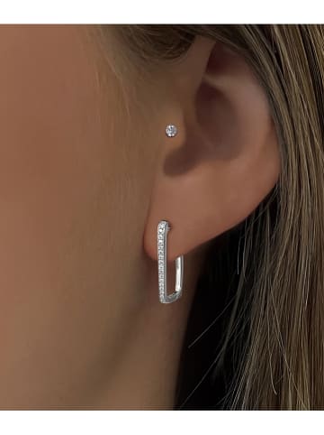 Les Petites Précieuses Silber-Creolen mit Edelsteinen