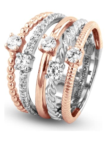 DI GIORGIO Rosévergold. Ring mit Edelsteinen