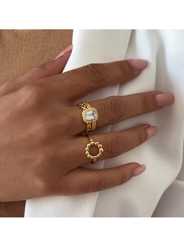 Les Petites Précieuses Vergulde ring met edelstenen
