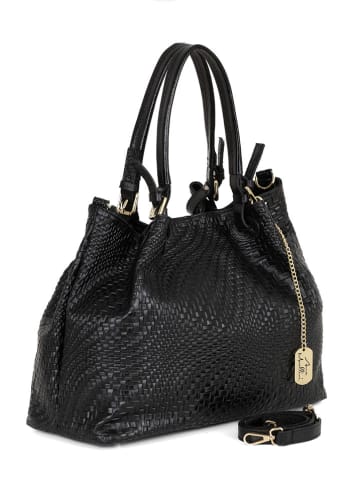 Anna Morellini Leder-Henkeltasche "Eloisa" in Schwarz - (B)38 x (H)28 x (T)16 cm