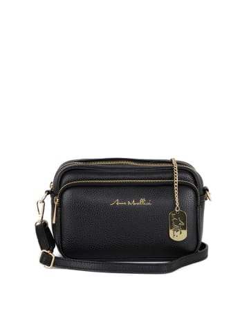 Anna Morellini Leder-Umhängetasche "Tabita" in Schwarz - (B)22 x (H)15 x (T)10 cm