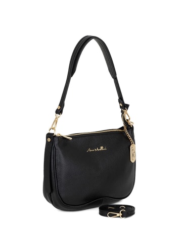Anna Morellini Leder-Schultertasche "Pupetta" in Schwarz - (B)30 x (H)20 x (T)12 cm