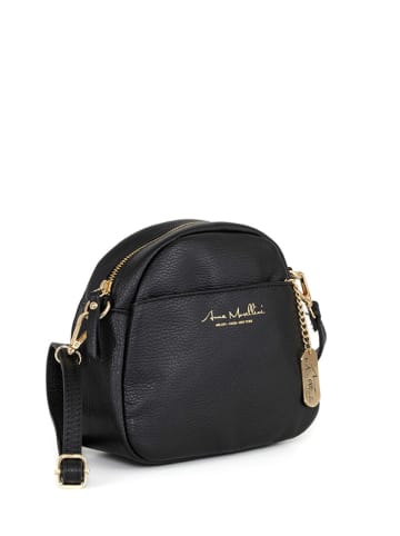 Anna Morellini Leder-Umhängetasche "Virgilia" in Schwarz - (B)22 x (H)19 x (T)10 cm