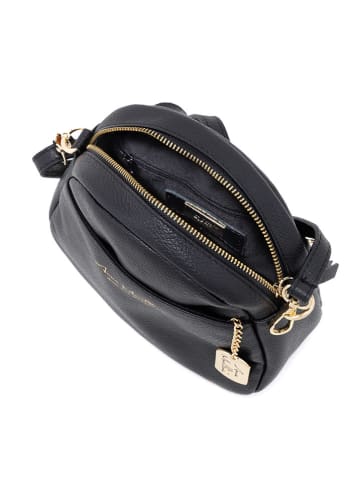 Anna Morellini Leder-Umhängetasche "Virgilia" in Schwarz - (B)22 x (H)19 x (T)10 cm