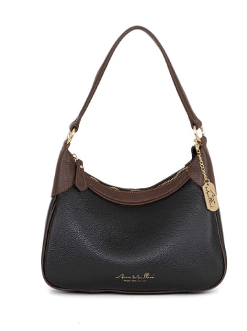Anna Morellini Leder-Schultertasche "Sabbatina" in Schwarz - (B)30 x (H)20 x (T)12 cm