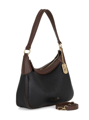Anna Morellini Leren schoudertas "Sabbatina" zwart - (B)30 x (H)20 x (D)12 cm
