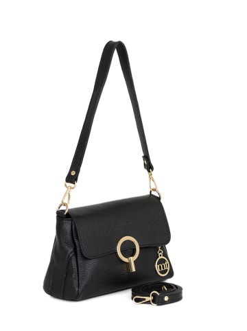 Mia Tomazzi Leren schoudertas "Ciovassino" zwart - (B)26 x (H)18 x (D)10 cm