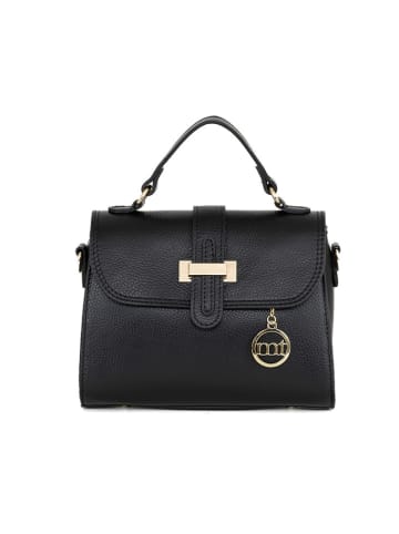 Mia Tomazzi Leder-Henkeltasche "Diomede" in Schwarz - (B)24 x (H)20 x (T)12 cm