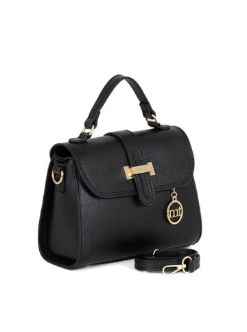 Mia Tomazzi Leren handtas "Diomede" zwart - (B)24 x (H)20 x (D)12 cm