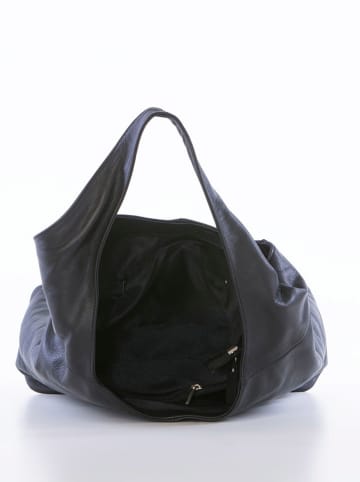 Lucca Baldi Leder-Schultertasche "Barga" in Schwarz - (B)33 x (H)32 x (T)16 cm