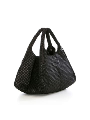 Lucca Baldi Leder-Henkeltasche "Pitigliano" in Schwarz - (B)41 x (H)31 x (T)30 cm