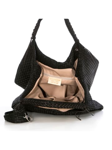 Lucca Baldi Leder-Henkeltasche "Pitigliano" in Schwarz - (B)41 x (H)31 x (T)30 cm