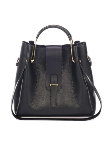 Lucca Baldi Leder-Henkeltasche "Vinci" in Schwarz - (B)33 x (H)28 x (T)13 cm