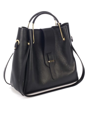 Lucca Baldi Leder-Henkeltasche "Vinci" in Schwarz - (B)33 x (H)28 x (T)13 cm