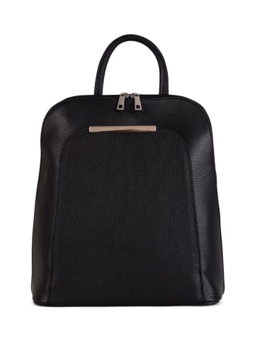Lucca Baldi Leder-Rucksack "Cervia" in Schwarz - (B)35 x (H)33 x (T)12 cm