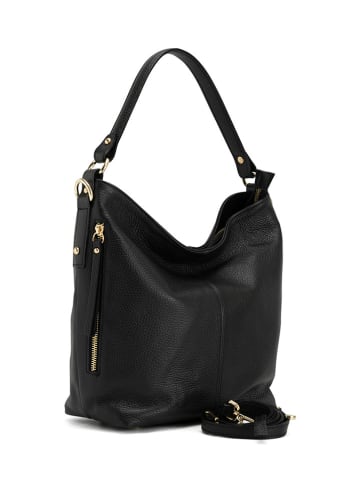 Lucca Baldi Leder-Schultertasche "Carrara" in Schwarz - (B)36 x (H)28 x (T)12 cm