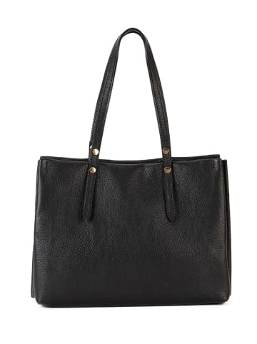 Lucca Baldi Leder-Schultertasche "Molina" in Schwarz - (B)37 x (H)24 x (T)14 cm