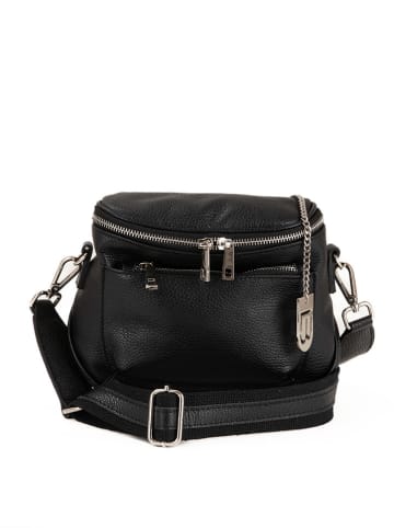 Lucca Baldi Leren schoudertas "Favara" zwart - (B)24 x (H)19 x (D)7 cm