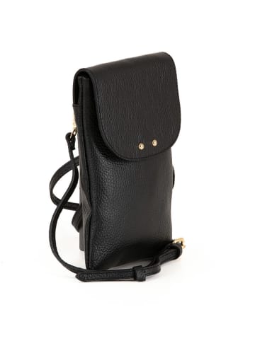 Lucca Baldi Leder-Handytasche "Orvieto" in Schwarz - (B)14 x (H)21 x (T)1 cm