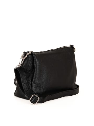 Lucca Baldi Leren schoudertas "Melfi' zwart - (B)26 x (H)19 x (D)9 cm