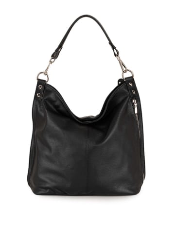 Lucca Baldi Leder-Schultertasche in Schwarz - (B)40 x (H)45 x (T)15 cm