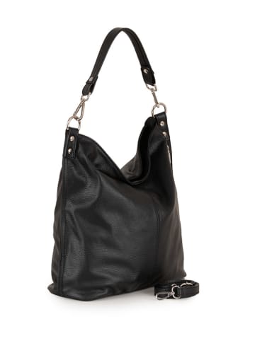 Lucca Baldi Leder-Schultertasche in Schwarz - (B)40 x (H)45 x (T)15 cm