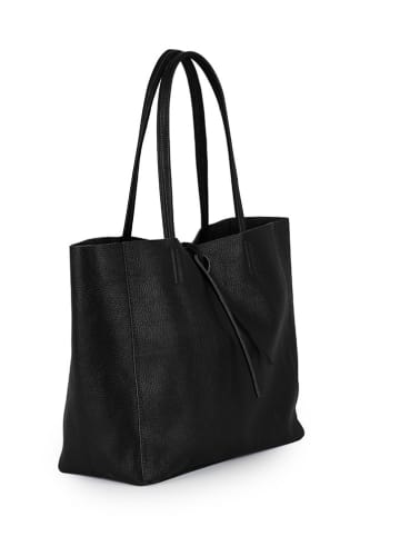 Lucca Baldi Leder-Schultertasche "Spoleto" in Schwarz - (B)34 x (H)28 x (T)14 cm